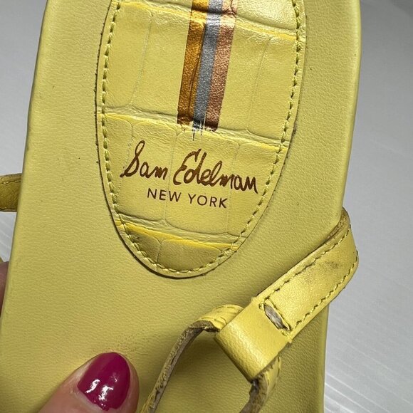 Sam Edelman Yellow Croc Naomi Wedge Thong Sandals Size 6.5 - Picture 7 of 12